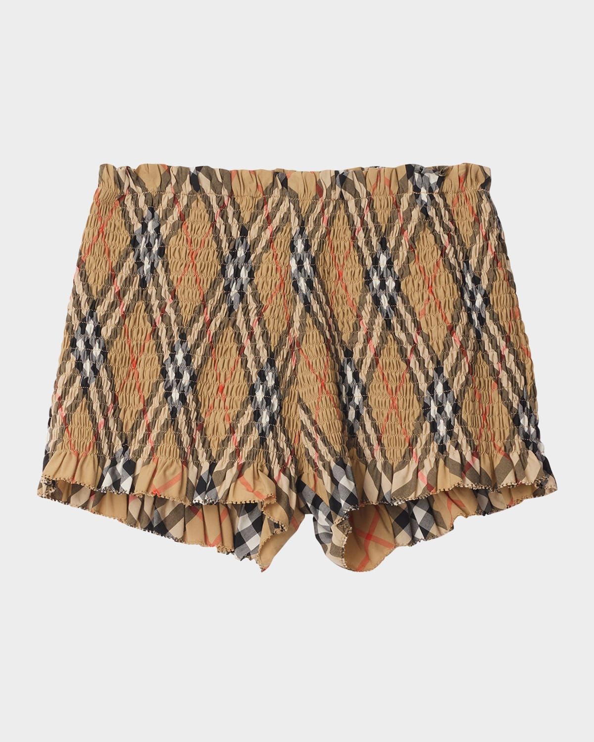 Girl & apos;s Remy Smocked Check Shorts, Size 3-14