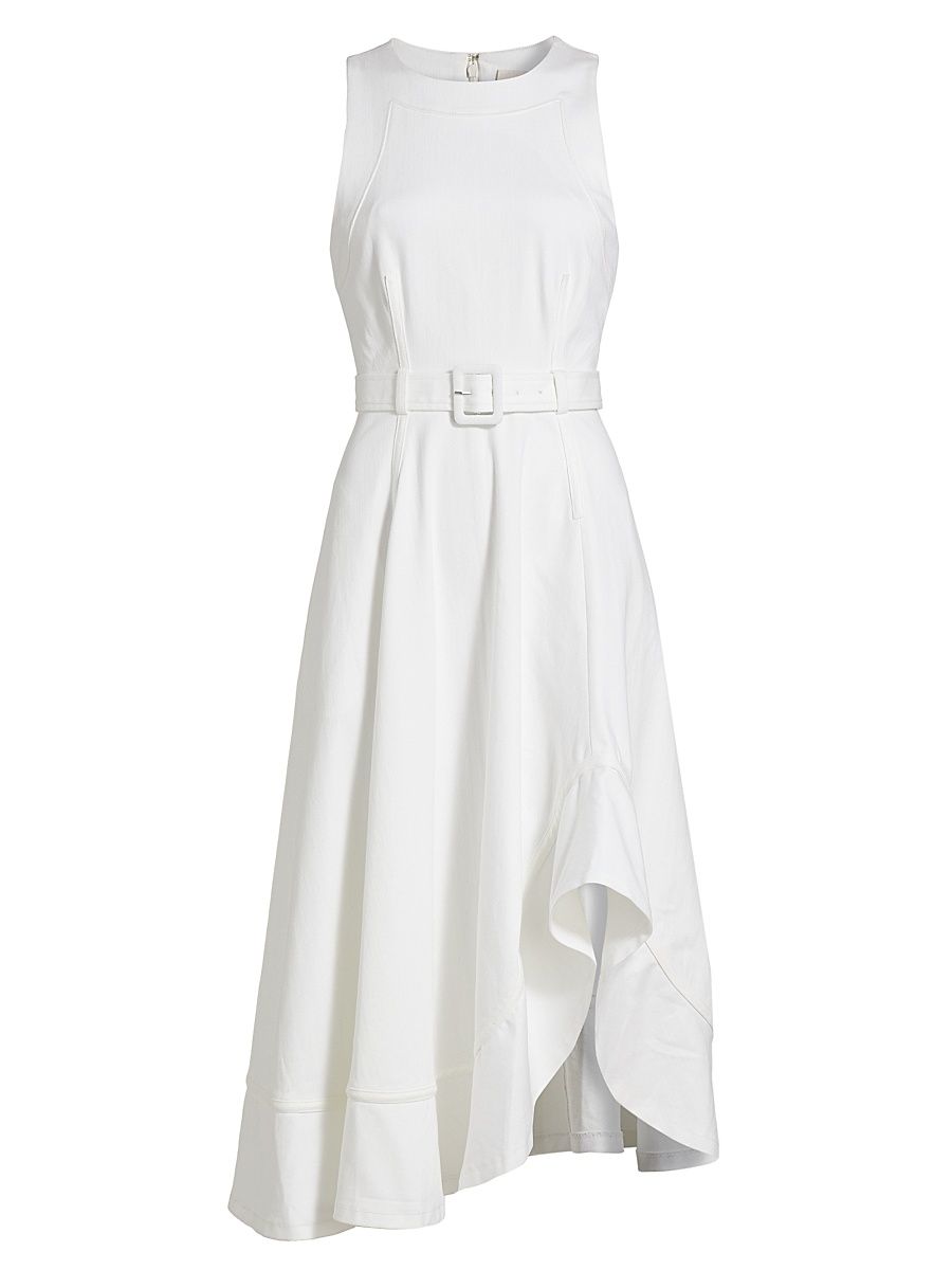 Women's Zelda Belted Midi-Dress - White - Size 16