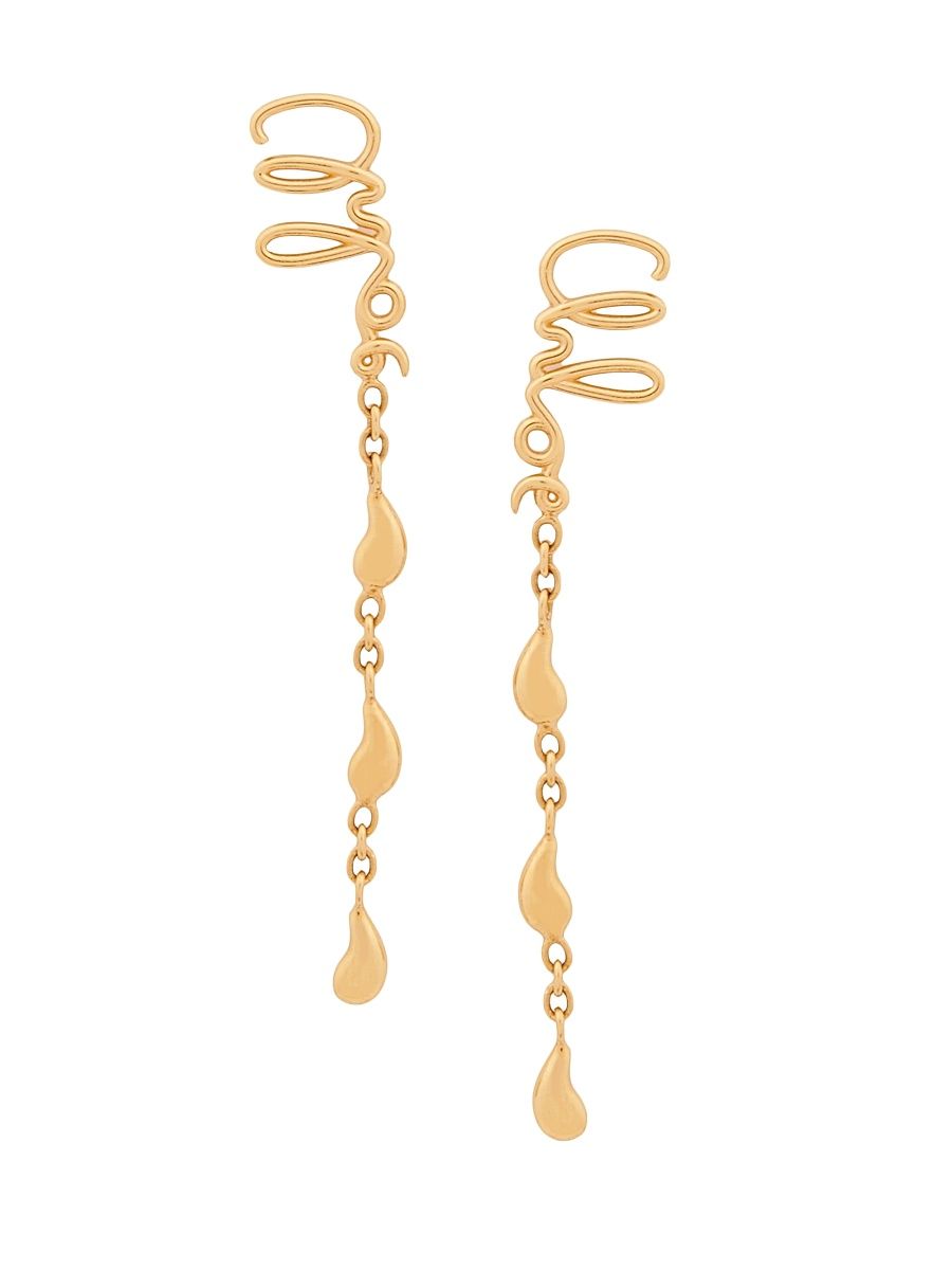Women's Iconic Goldtone Logo Drop Earrings - Vintage Gold