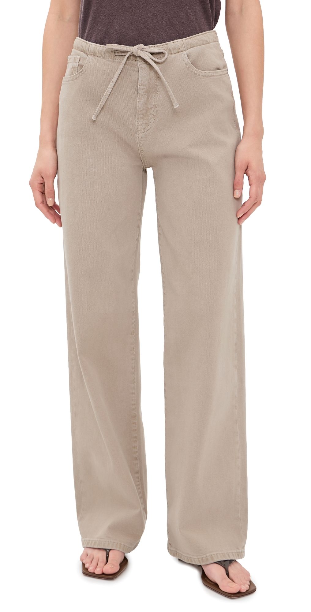 WARP + WEFT The Big Easy Pull On Wide Leg Jeans Sand Dollar 24
