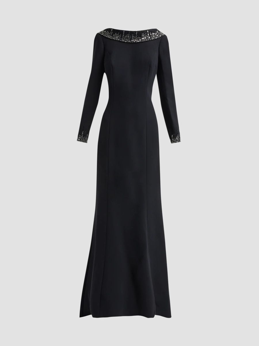 Teri Jon by Rickie Freeman Women's Beaded Crepe Gown - Black - Size 16