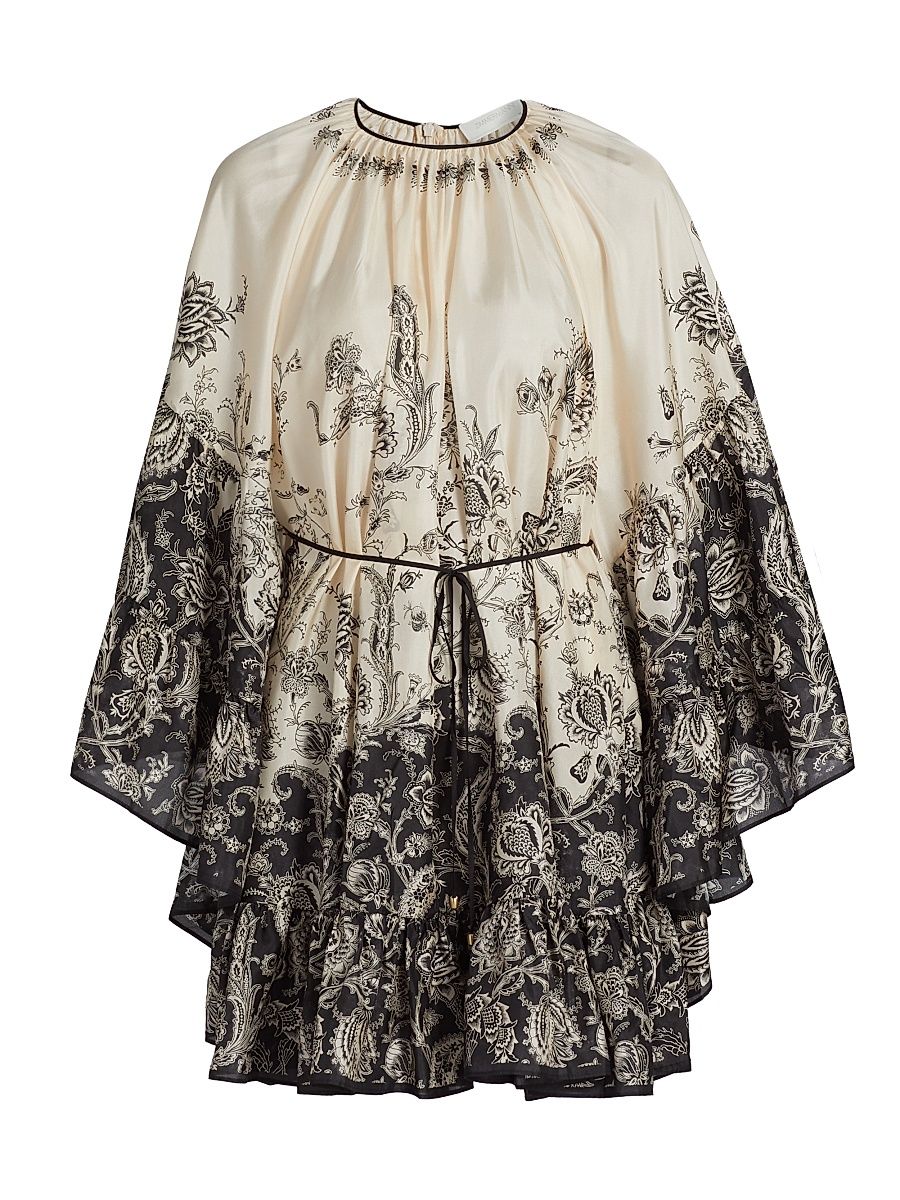 Women's Rhiannon Lantern Minidress - Cream Black Floral - Size 8