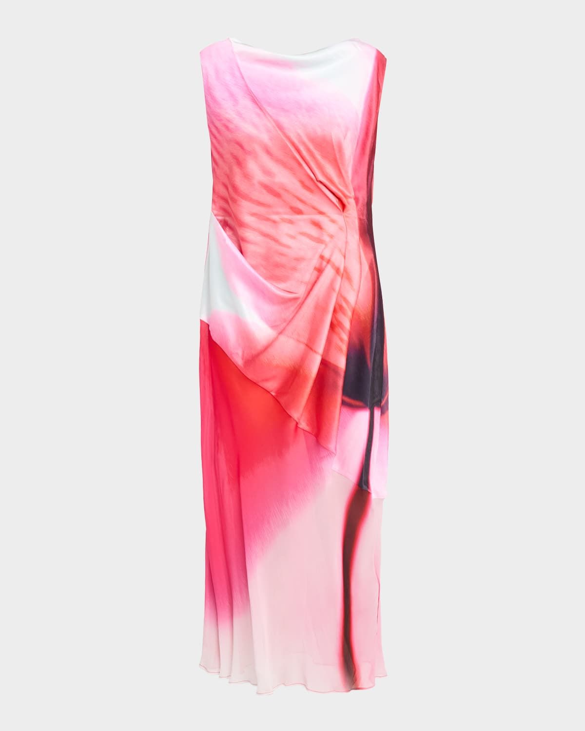 Farrah Draped Satin-Georgette Dress