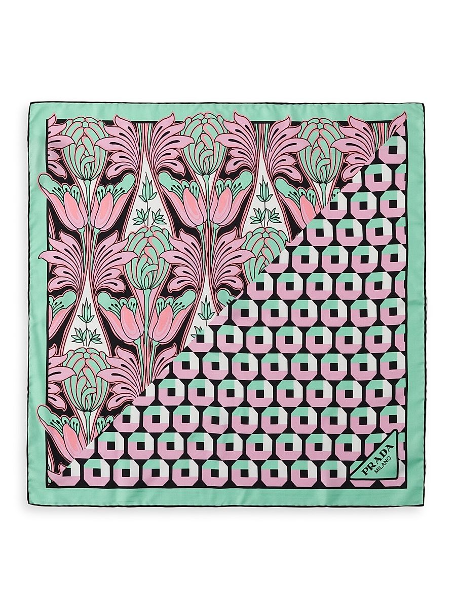 Women's Printed Silk Twill 55CM Square Scarf - Green