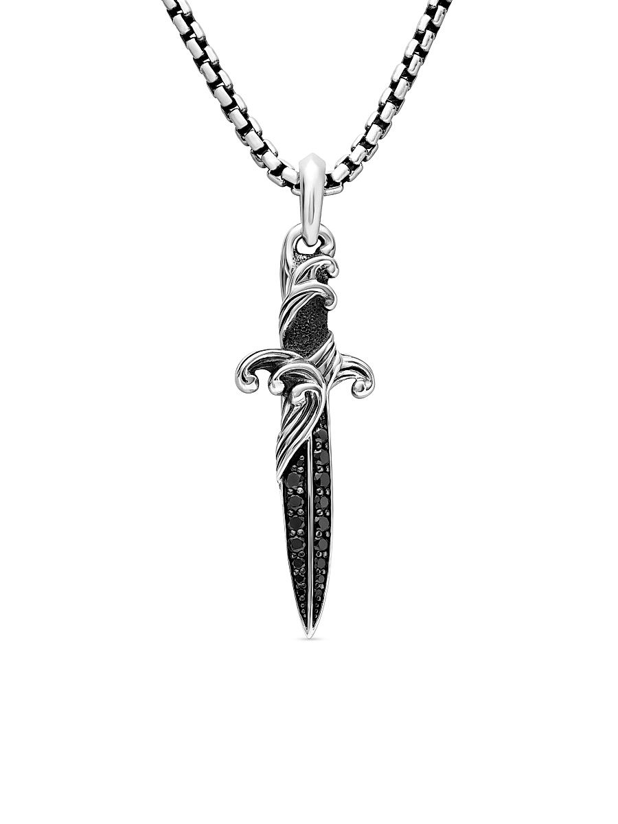 Men's Waves Dagger Pendant - Sterling Silver