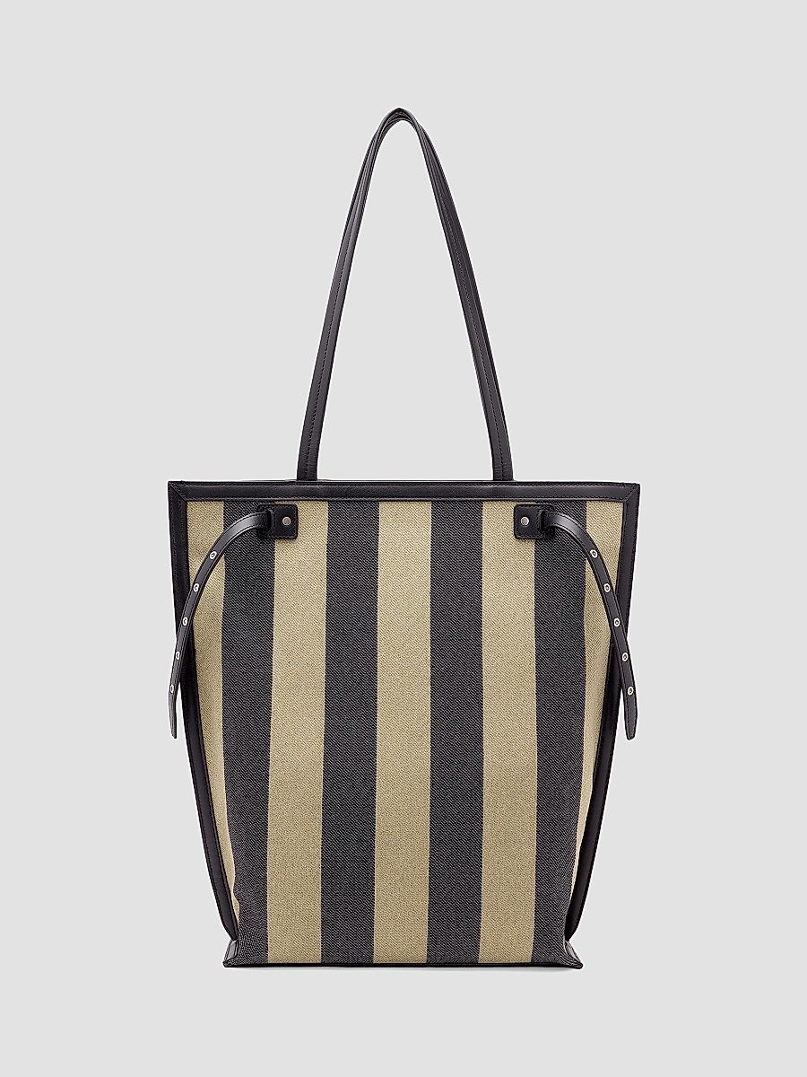 Proenza Schouler Women's North South Days Striped Canvas Tote Bag - Moss Black