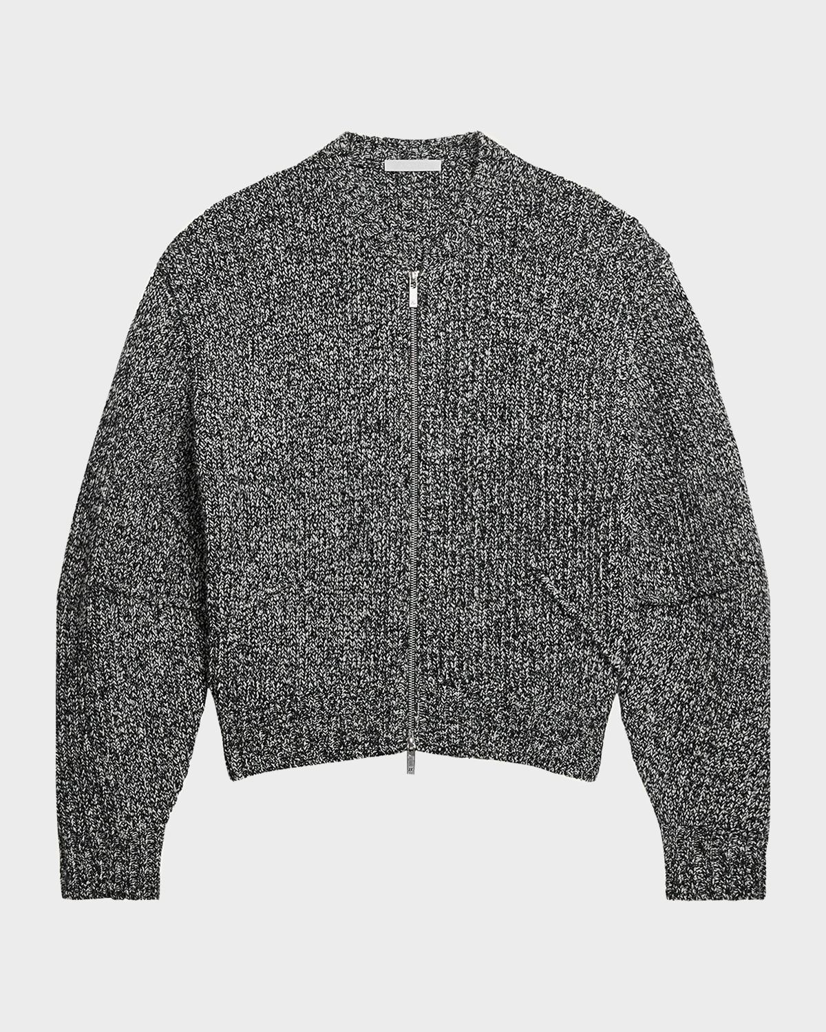 Marled Zip-Front Sweater