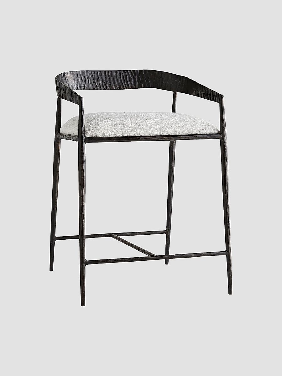 Ansel Linen Counter Stool - Silver