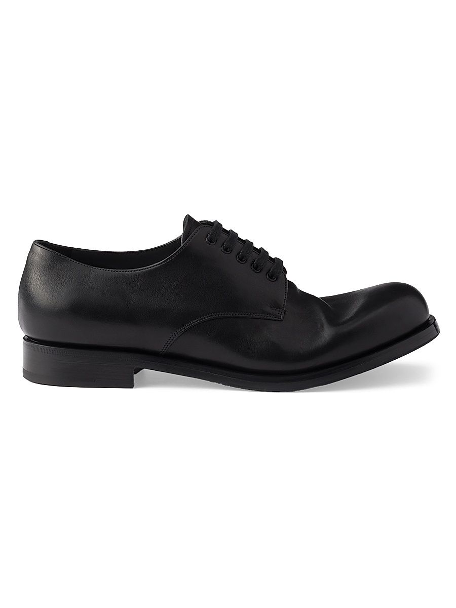 Men's Antiqued Leather Laced Derby Shoes - Black - Size 12