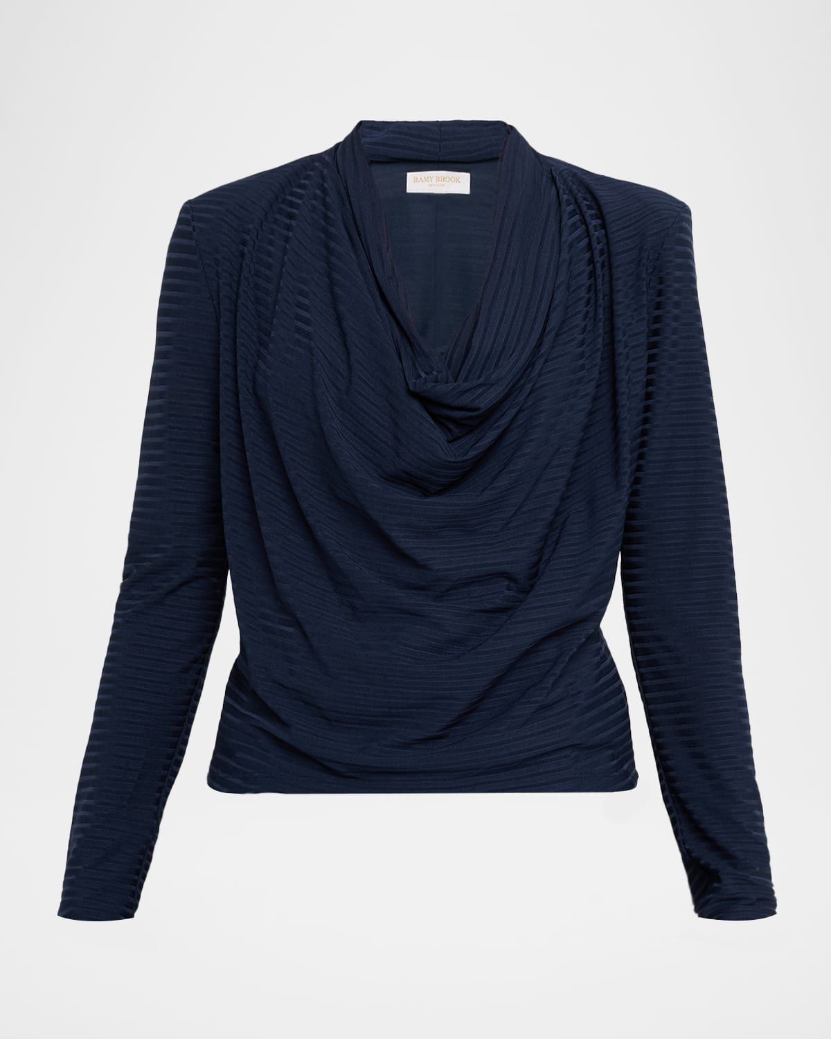 Antonia Ribbed Cowl-Neck Blouse