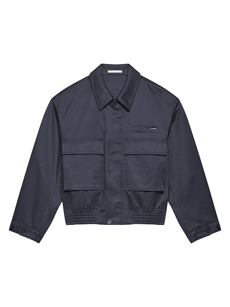 Men's Chino Twill Bomber Shirt Jacket - Slate Blue - Size XL