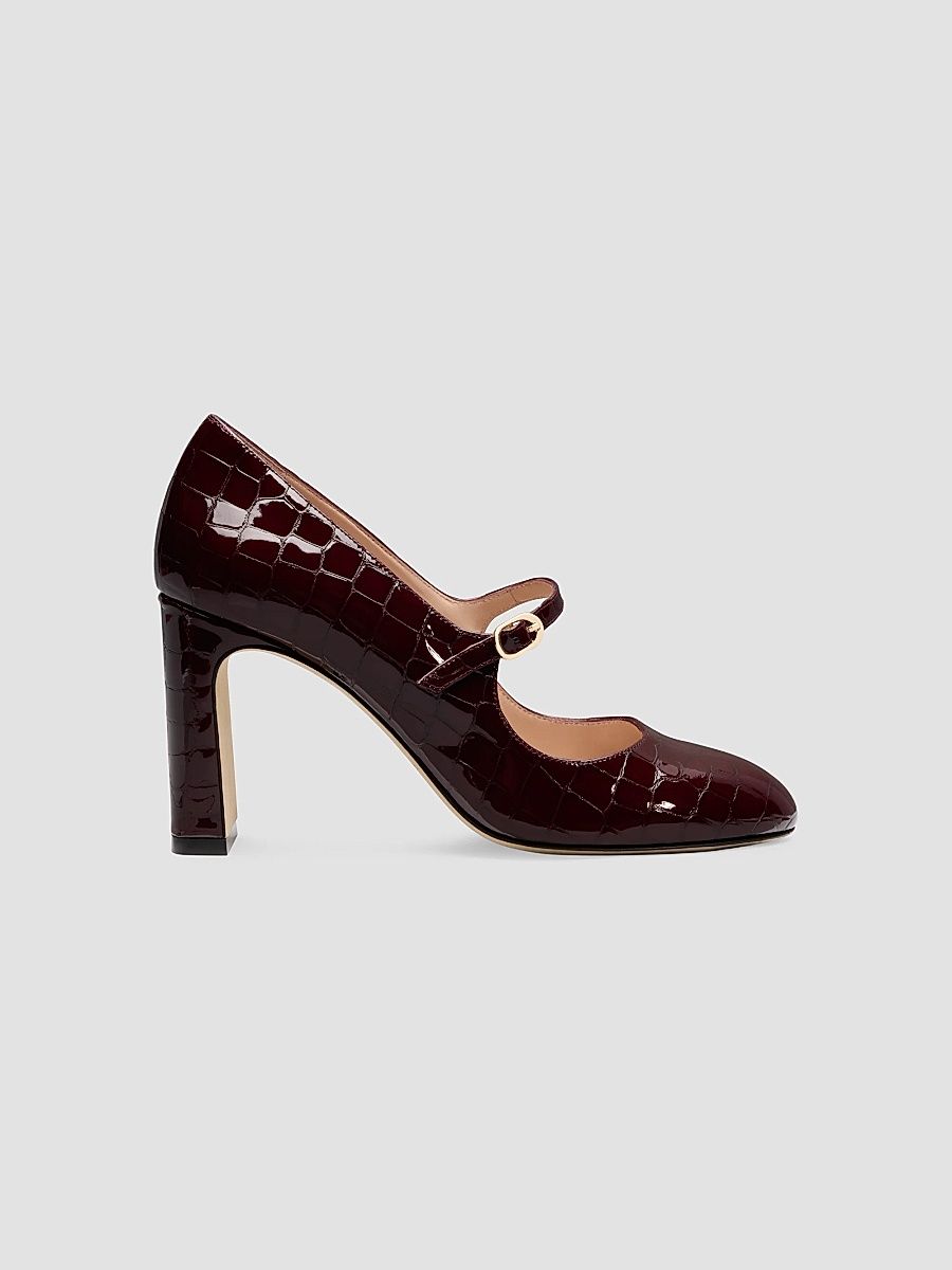 Women's Babette 85MM Croc-Embossed Patent Leather Mary Janes - Boysenberry - Size 10