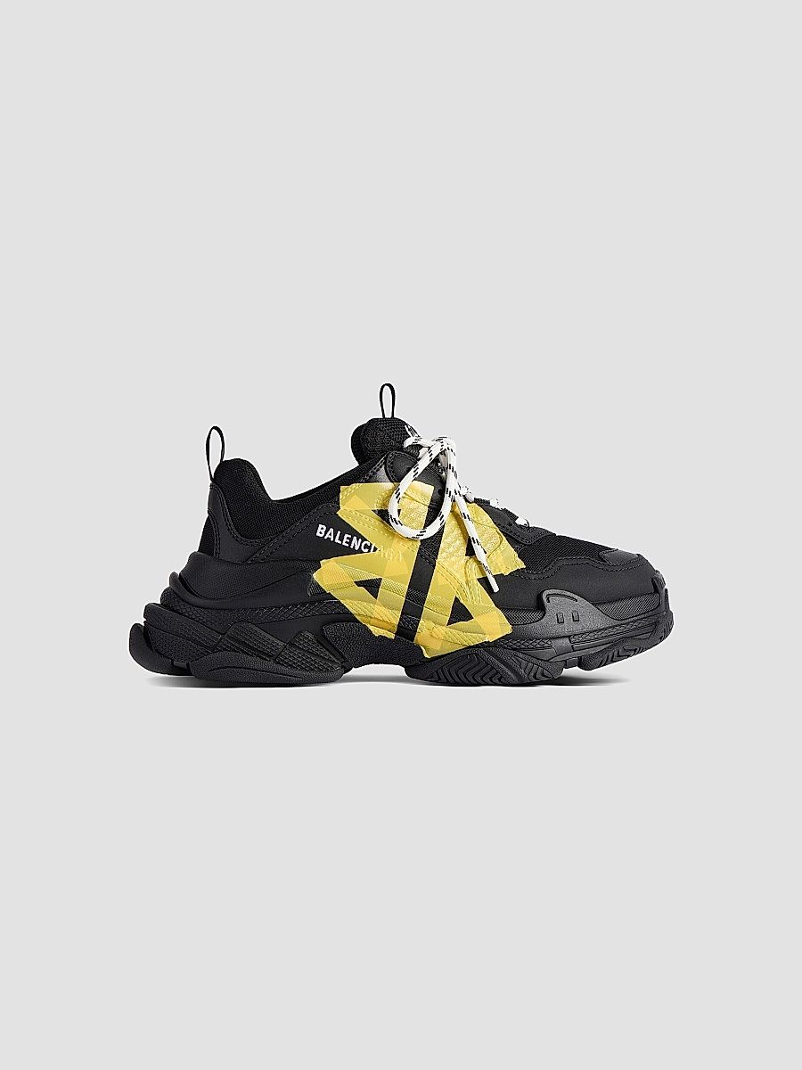 Balenciaga Men's Triple S Tape Type Sneakers - Black - Size 14