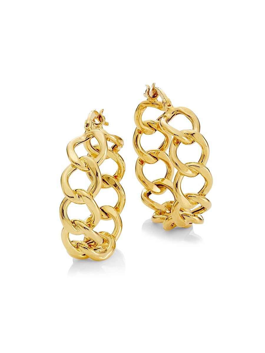 Women's 14K Gold Chain Hoop Earrings - Yellow