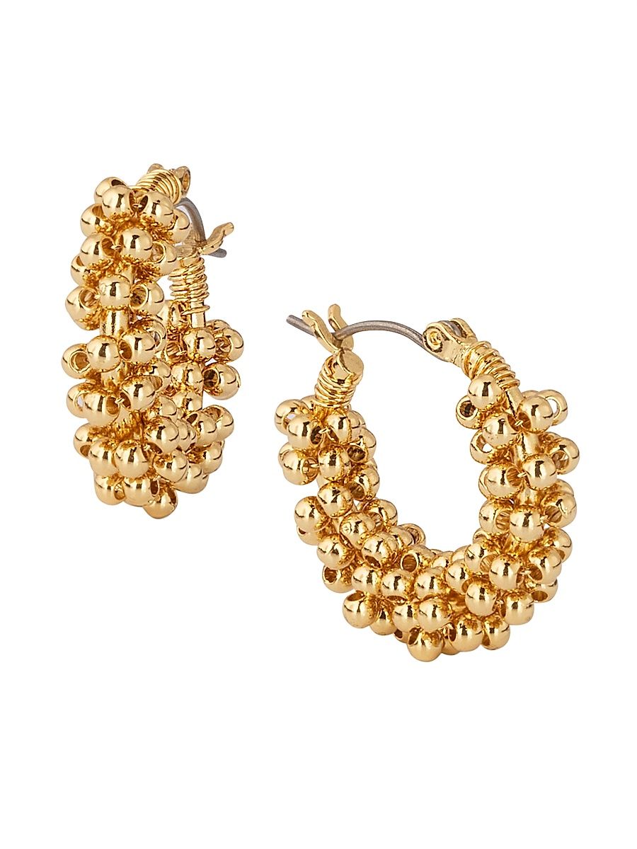 Women's Goldtone Cluster Bead Hoops - Gold