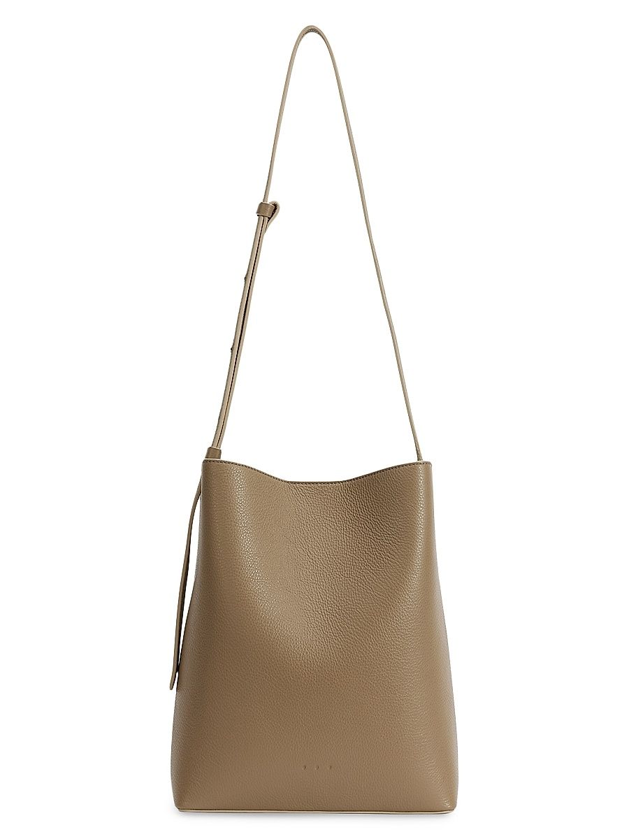 Women's Sac Grainy Leather Bucket Bag - Grain Terra