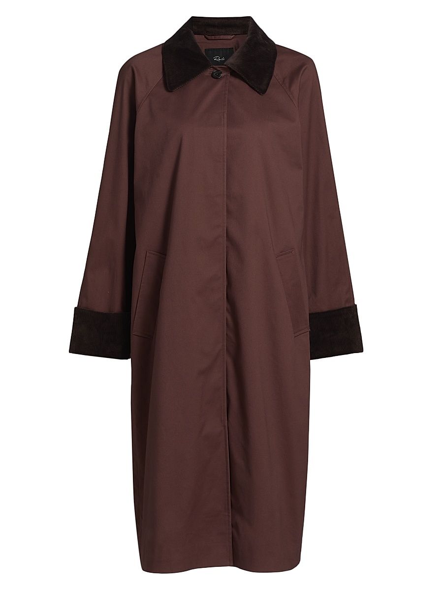 Women's Levy Corduroy-Trimmed Long Coat - Raisin - Size Medium