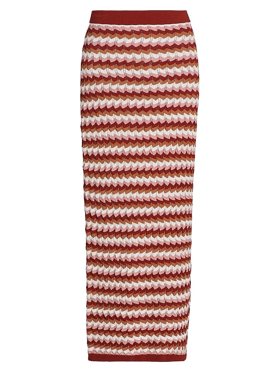 Women's Drake Knit Midi-Skirt - Rust Combo - Size XS