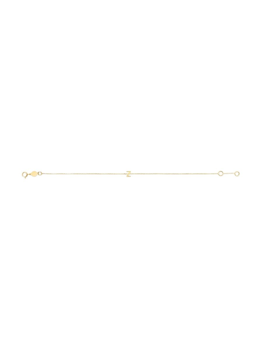 Women's 14K Yellow Gold Initial Charm Bracelet - Initial Z