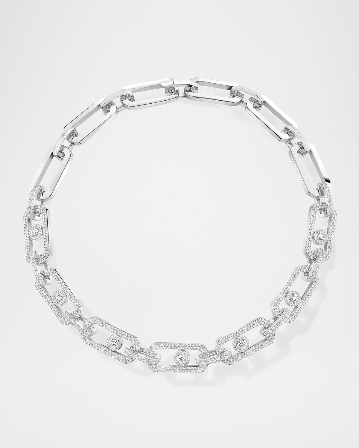 SO MOVE XL 18K WHITE GOLD PAVE DIAMOND NECKLACE