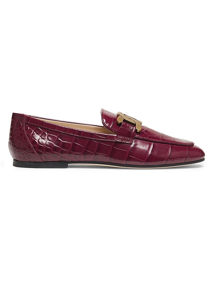 Women's Kate Croc-Embossed Loafers - Rosso Primitivo - Size 12