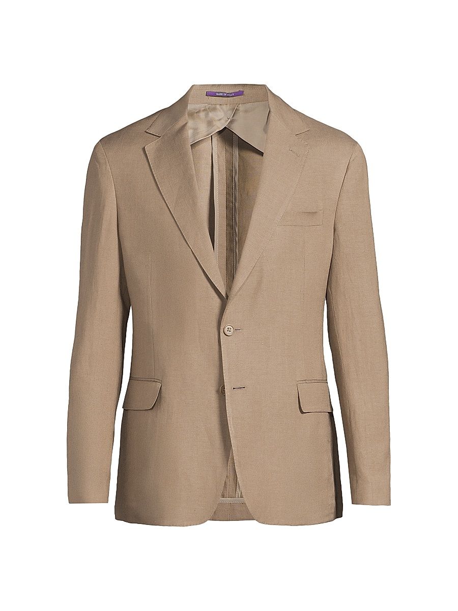 Men's Hadley Silk-Linen Single-Breasted Jacket - Taupe - Size 40