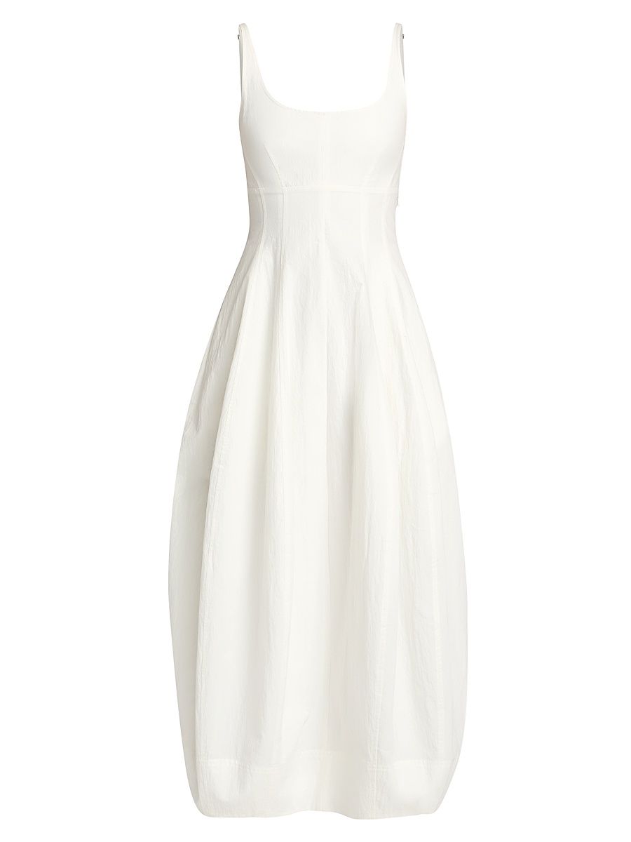 Women's Nina Cotton-Blend Scoopneck Midi-Dress - Bone China - Size 14