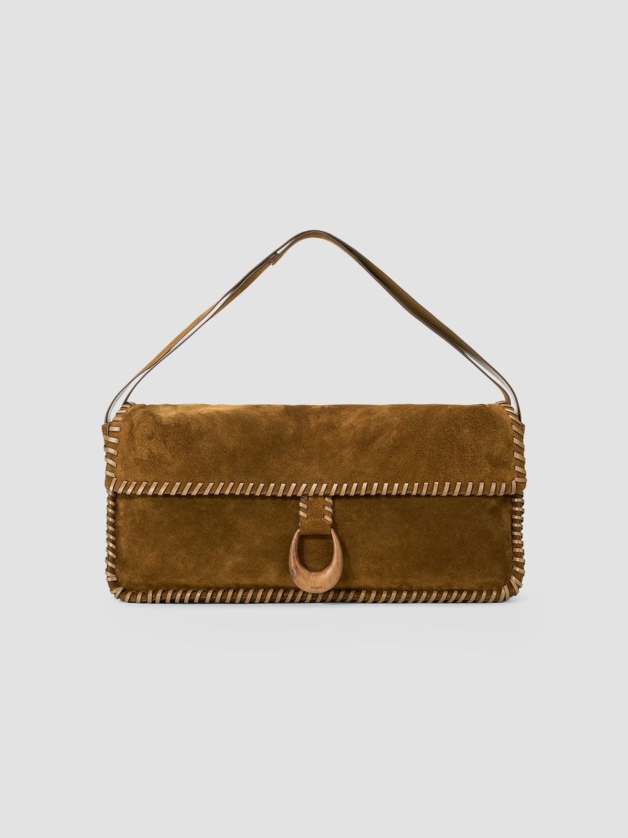 Staud Women's Harlow Suede Messenger Bag - Cigar