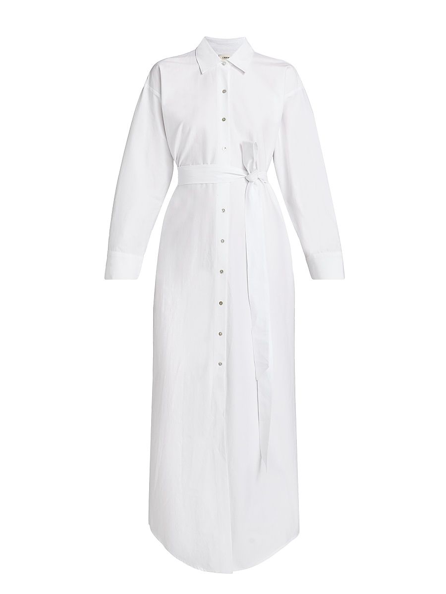Women's Ridley Tie-Waist Maxi Shirtdress - White - Size Small