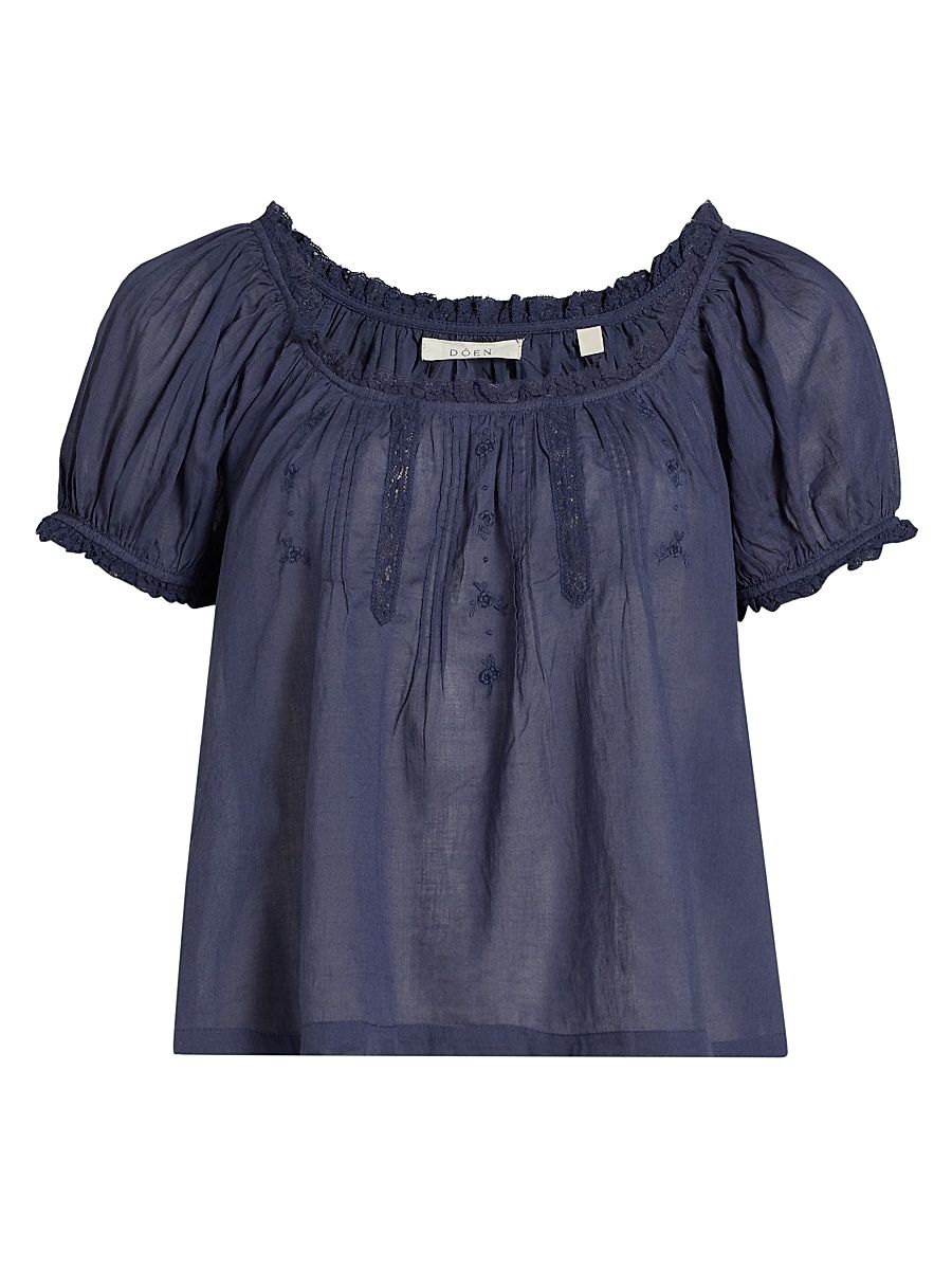 Women's Frederica Cotton Top - Adriatic - Size XXS