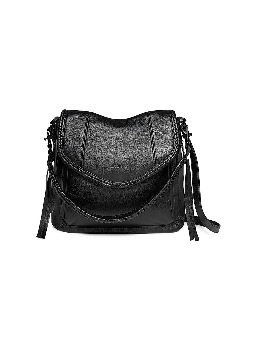 Women's All For Love Zip Leather Top Convertible Shoulder Bag - Black