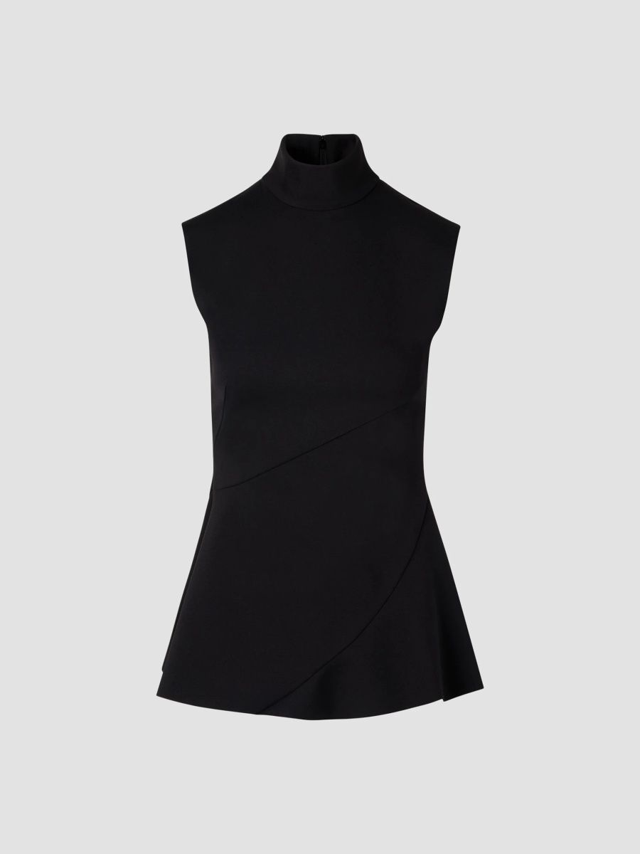 Akris punto Women's Signature Jersey Twisted-Seam Peplum Top - Black - Size 2