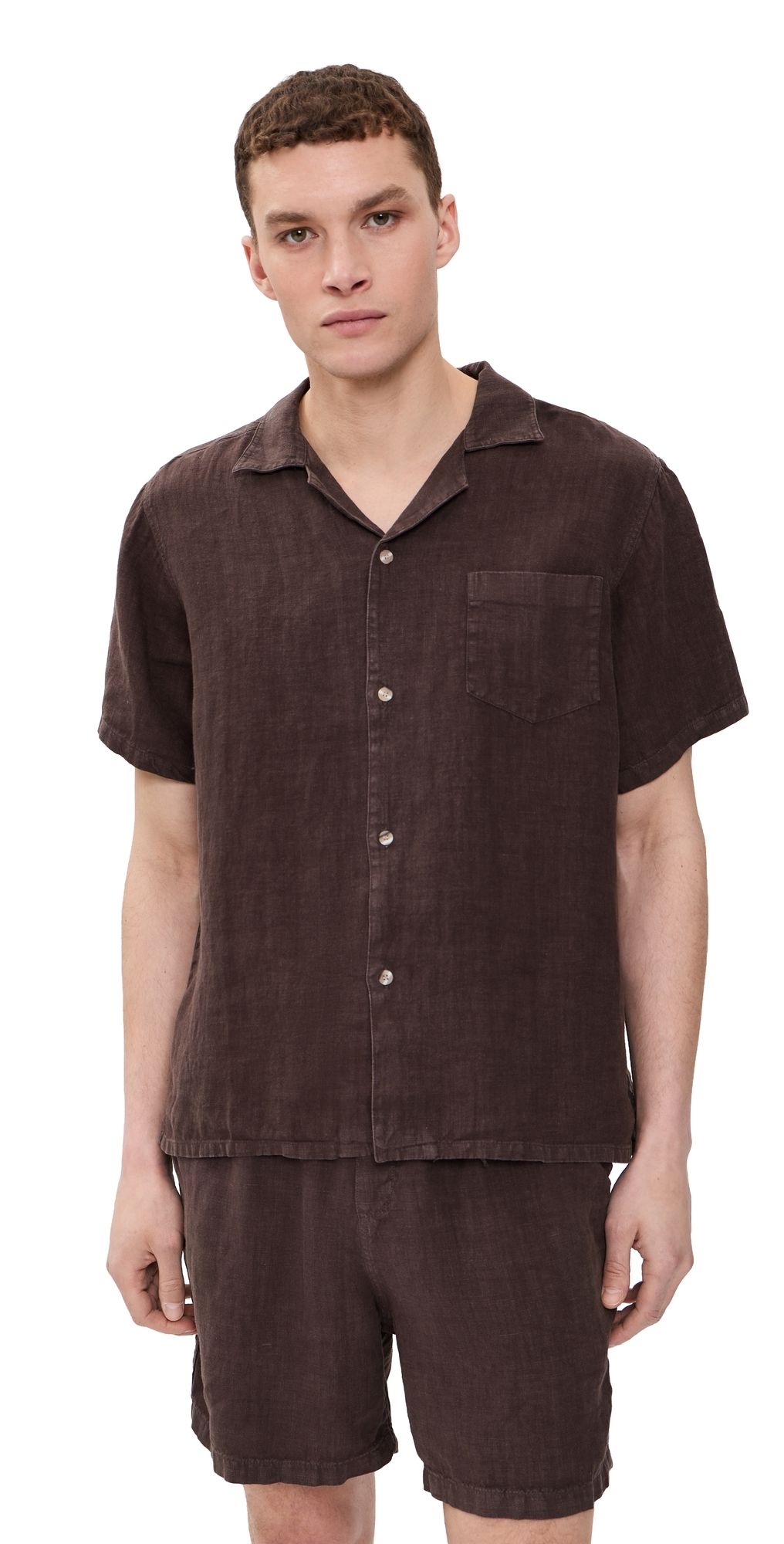 Bather Linen Camp Shirt Espresso L