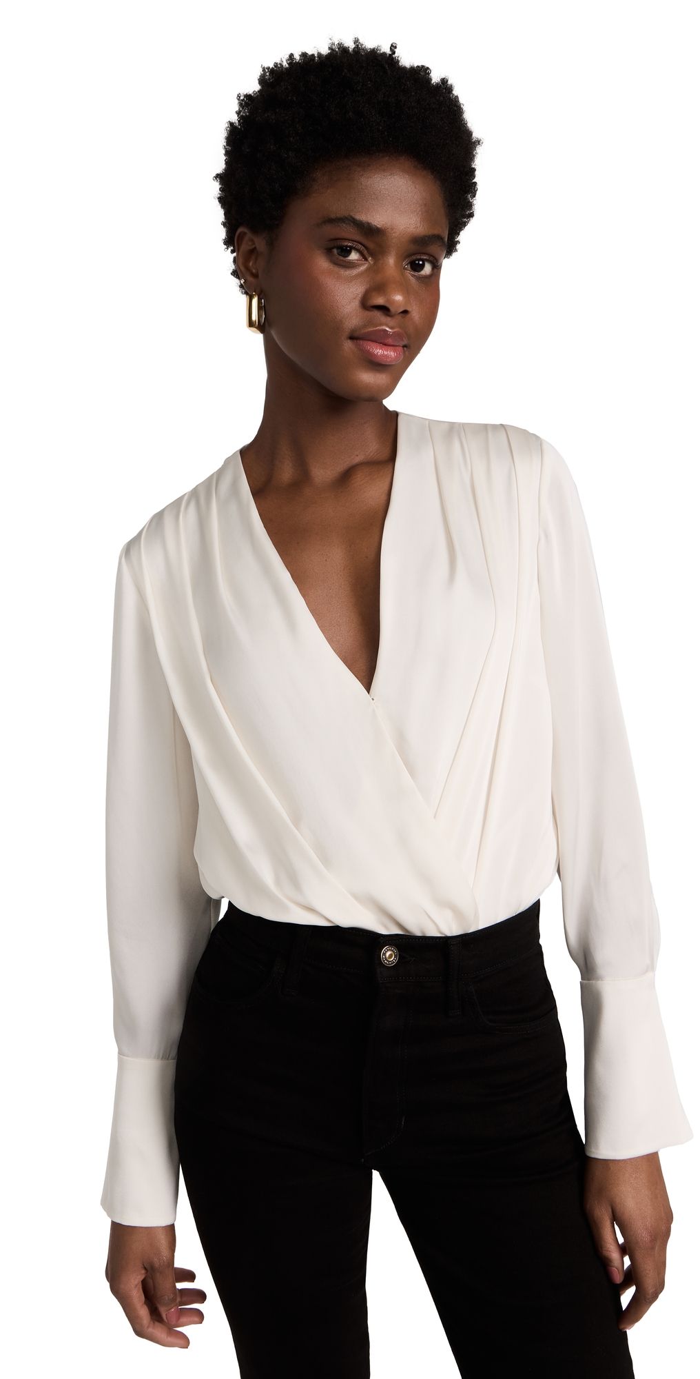 Favorite Daughter The Date Blouse Thong Bodysuit Ivory XL