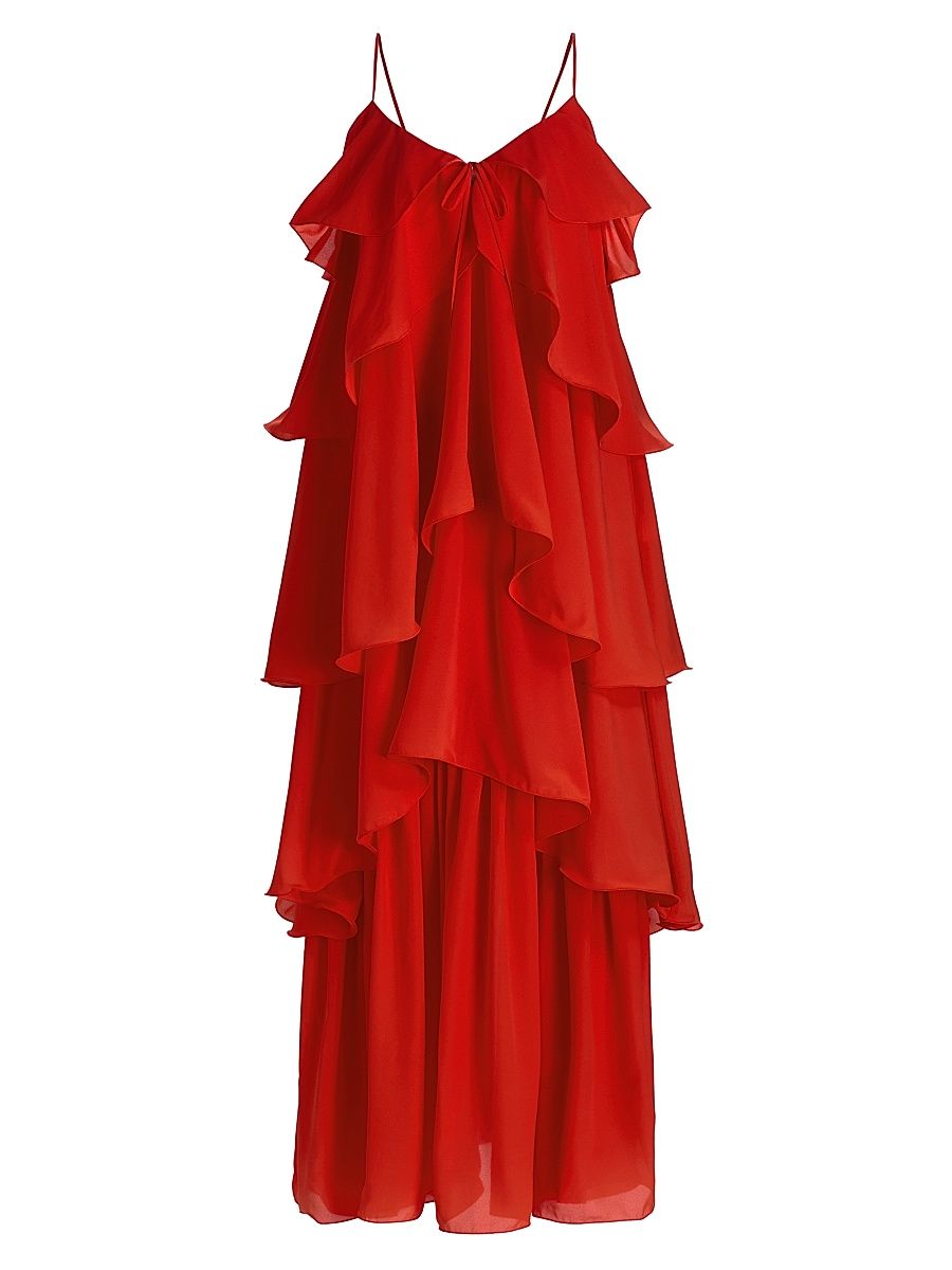 Women's Agustina Tiered Georgette Maxi Dress - Tomato - Size 10