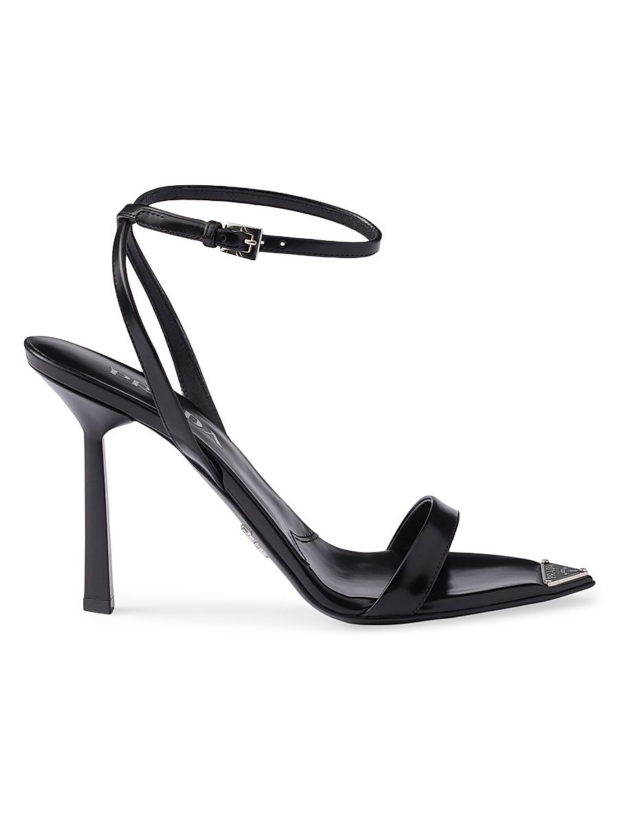 Women's Brushed Leather Sandals - Black - Size 9