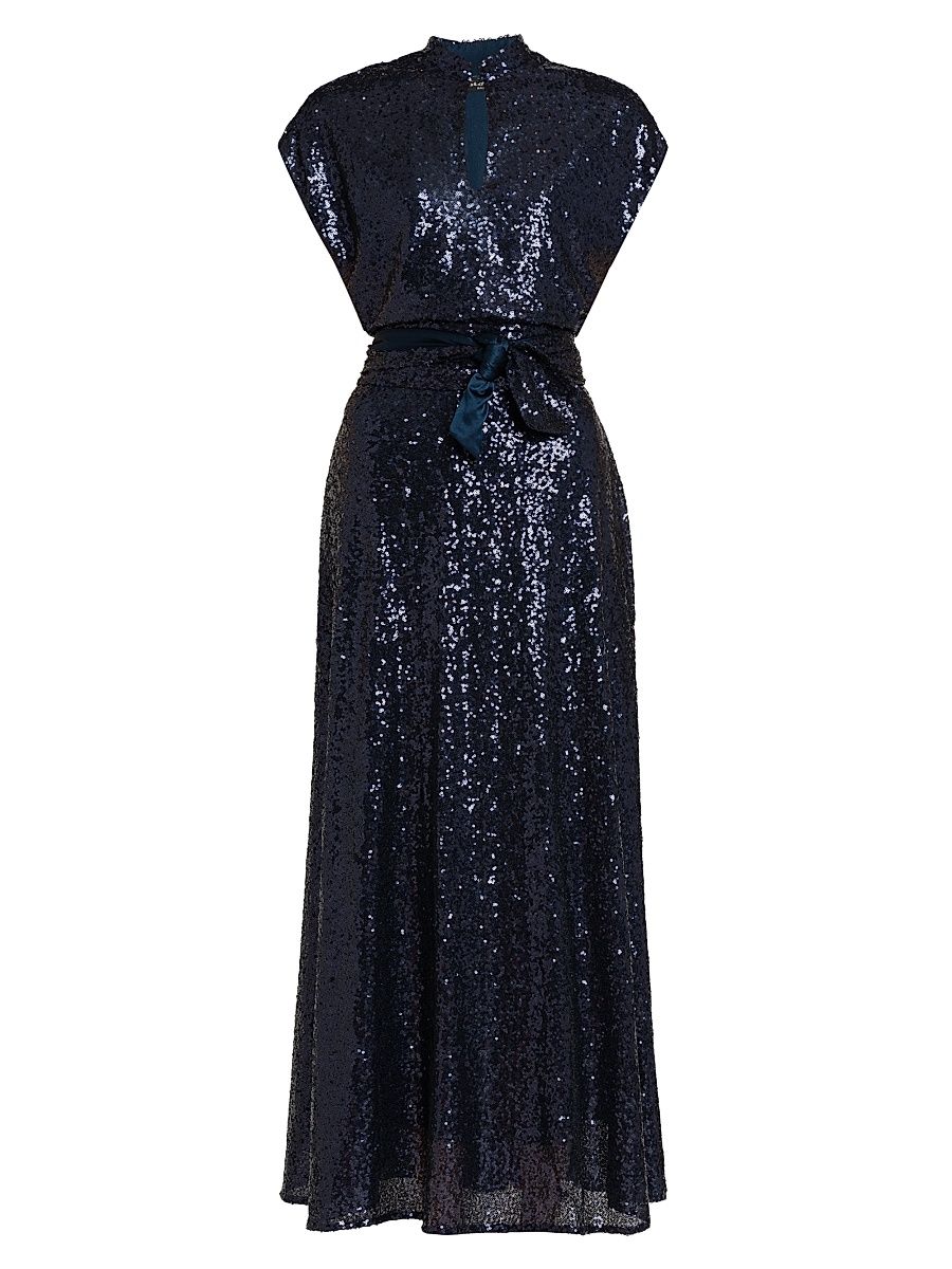 Women's Keyhole Sequin Midi-Dress - Blue - Size 6