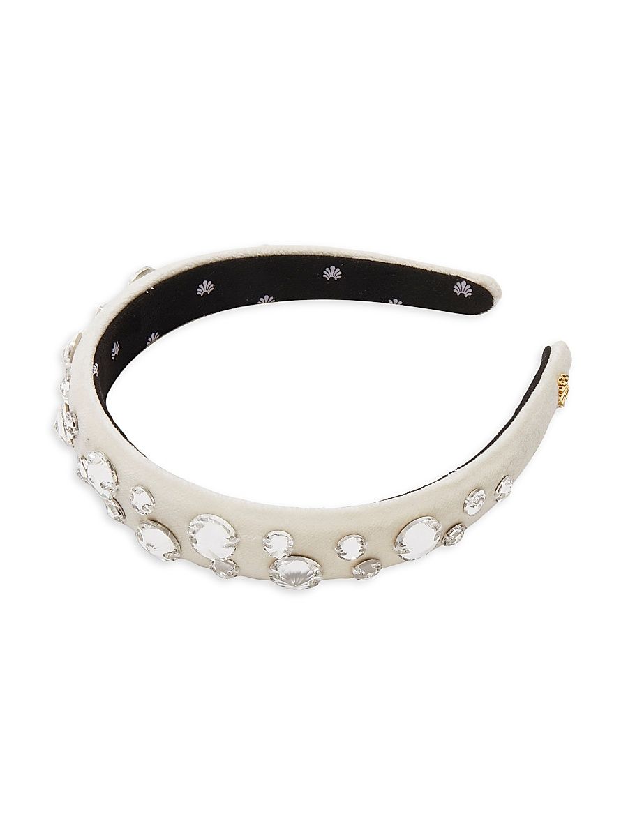 Women's Charlotte Pavé Embellished Velvet Headband - Ivory