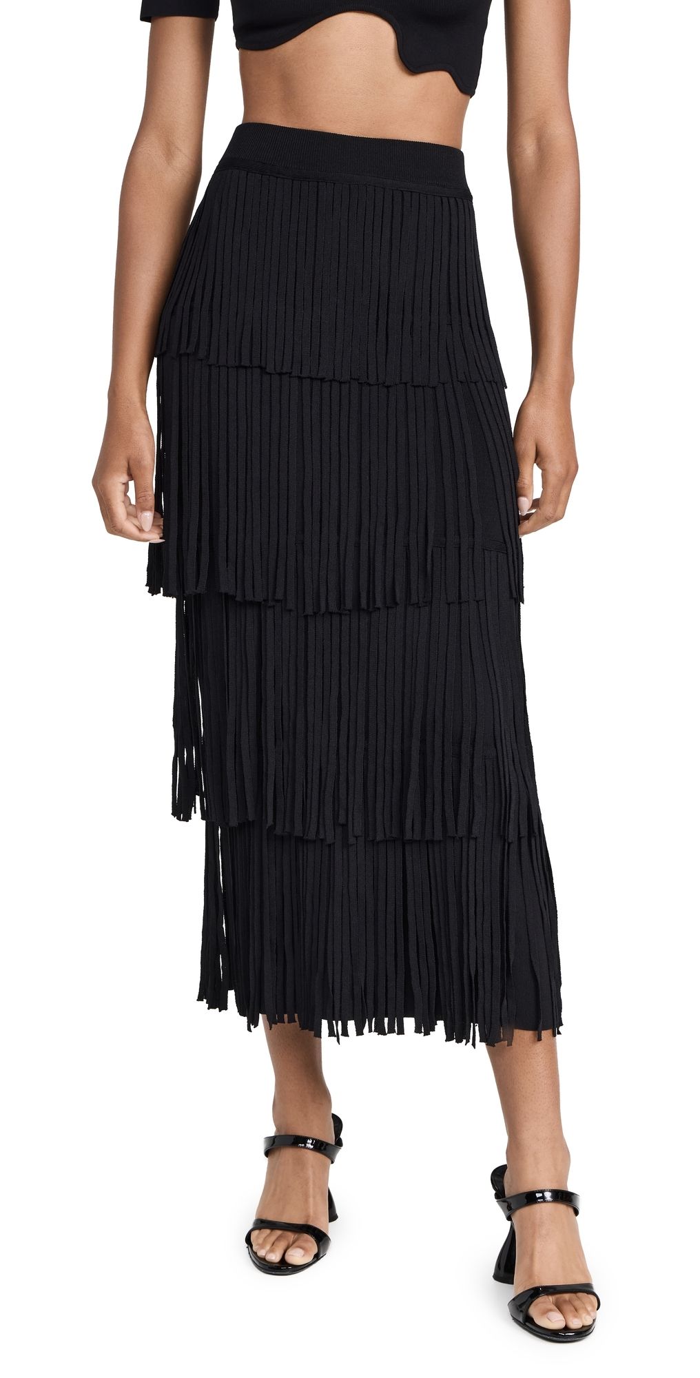 SIMONMILLER Za Za Knit Fringe Skirt Black L