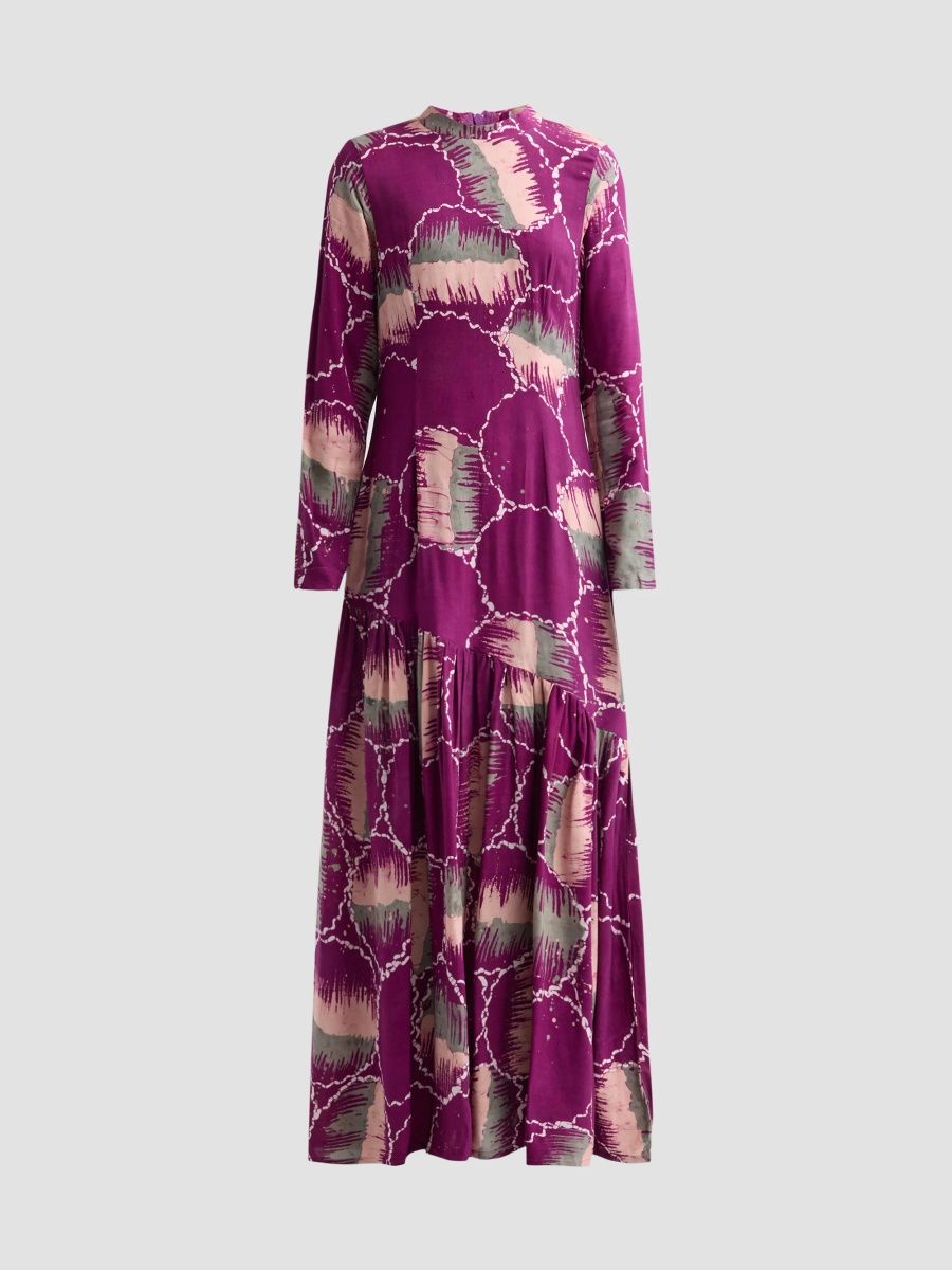 Busayo Women's Akin Printed Maxi Dress - Purple Green Pink - Size Medium