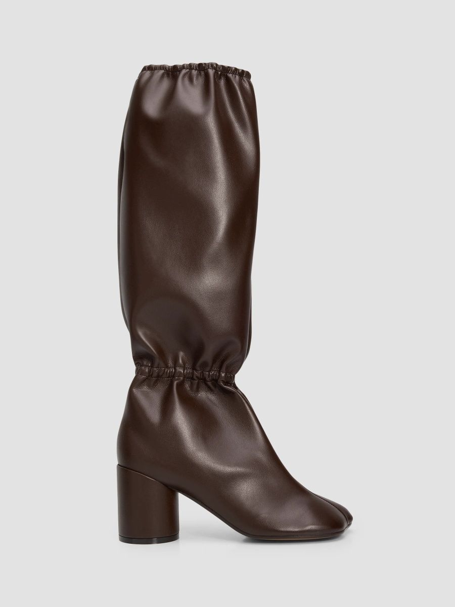 MM6 Maison Margiela Women's Tall Faux Leather Anatomic Boots - Coffee Bean - Size 11