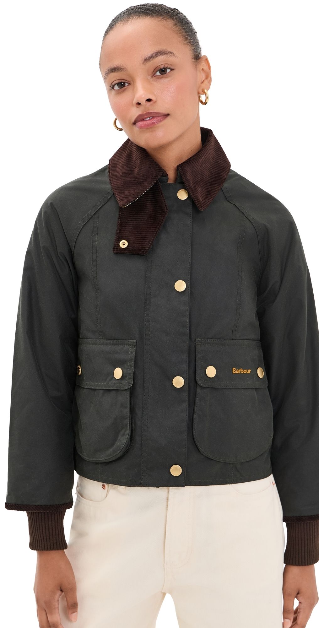 Barbour Barbour Cropped Beadnell Wax Jacket Sage/Ancient 14