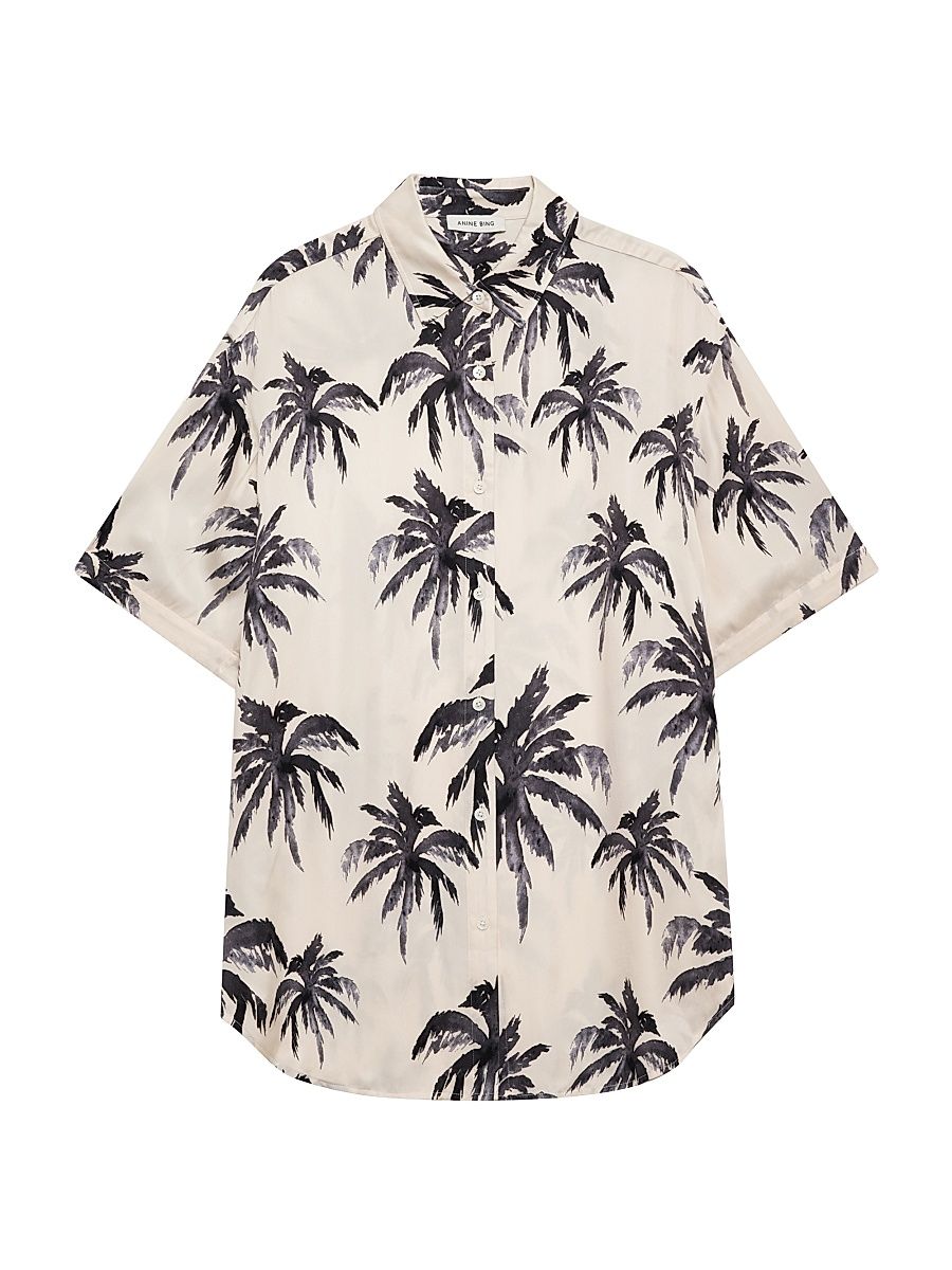 Women's Tristan Palm-Print Button-Front Shirt - Print - Size XS