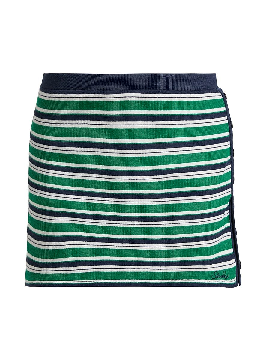 Women's Franky Striped Knit Miniskirt - Kelly Green Stripe - Size XS