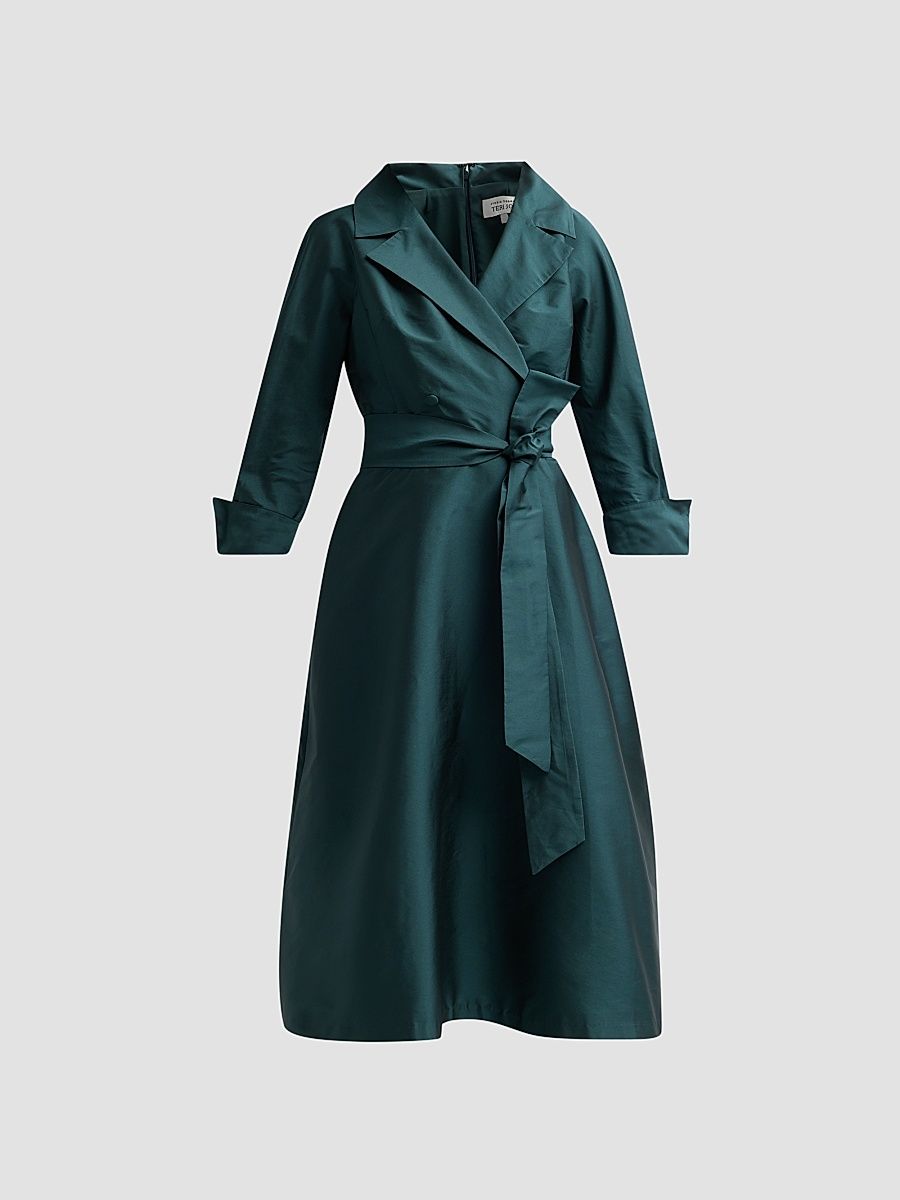 Women's Taffeta Shirtwaist Gown - Forest - Size 10