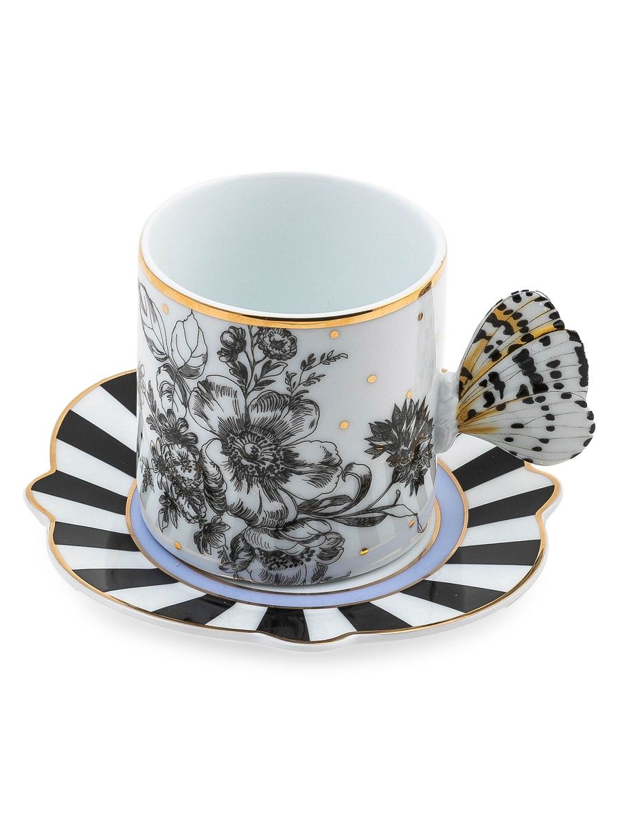 MacKenzie-Childs Butterfly Toile Mug & Saucer Set