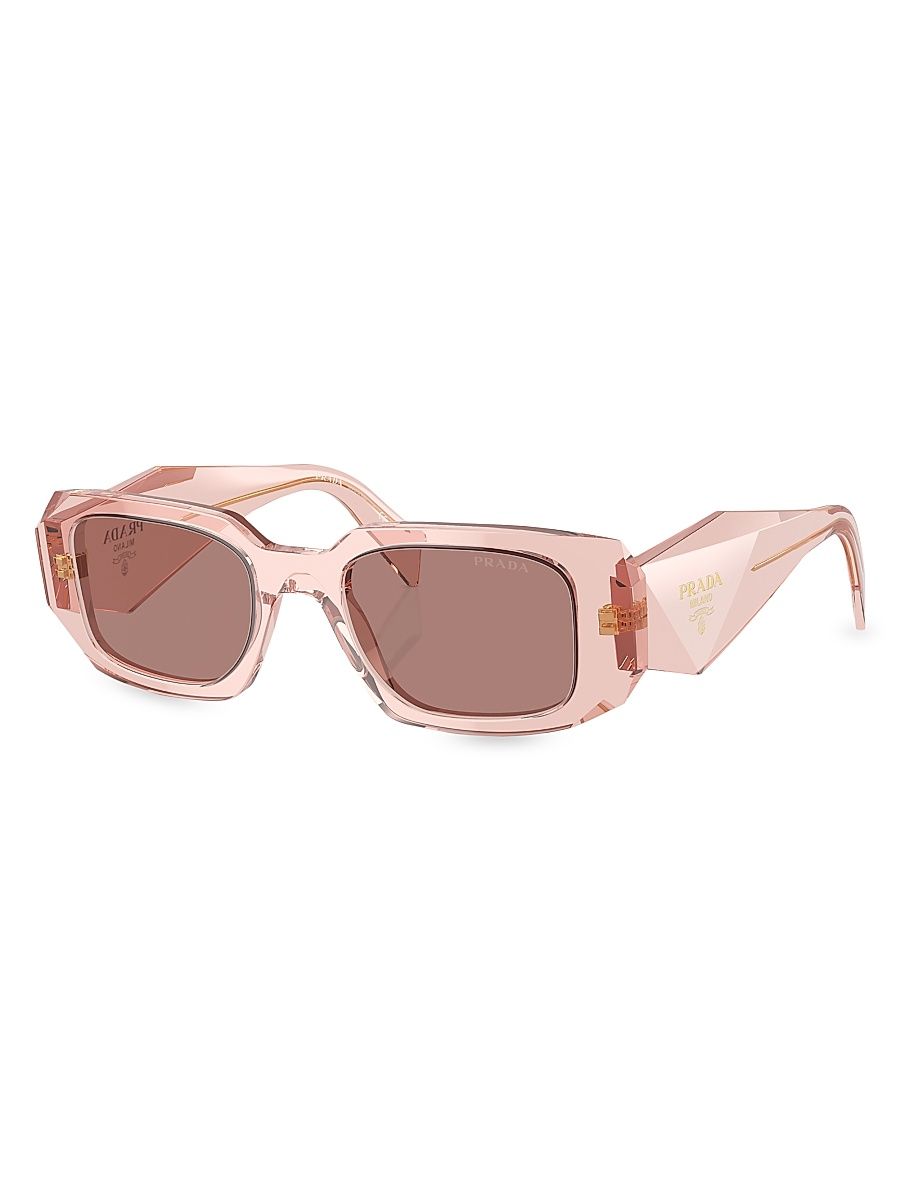 Women's 49MM Rectangle Sunglasses - Translucent Peach Taupe