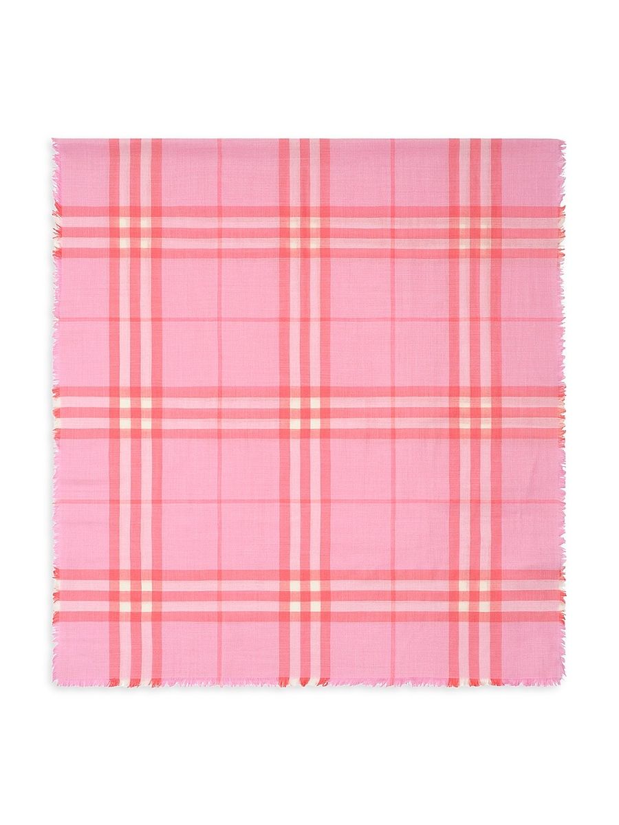 Women's Check Wool-Silk Scarf - Cami Glaze Pink