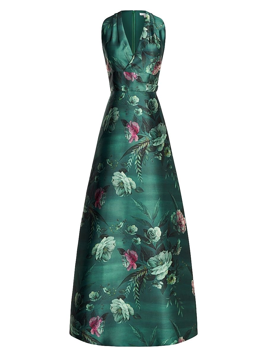 Women's Rosalind Floral Print Gown - Light Emerald - Size 10