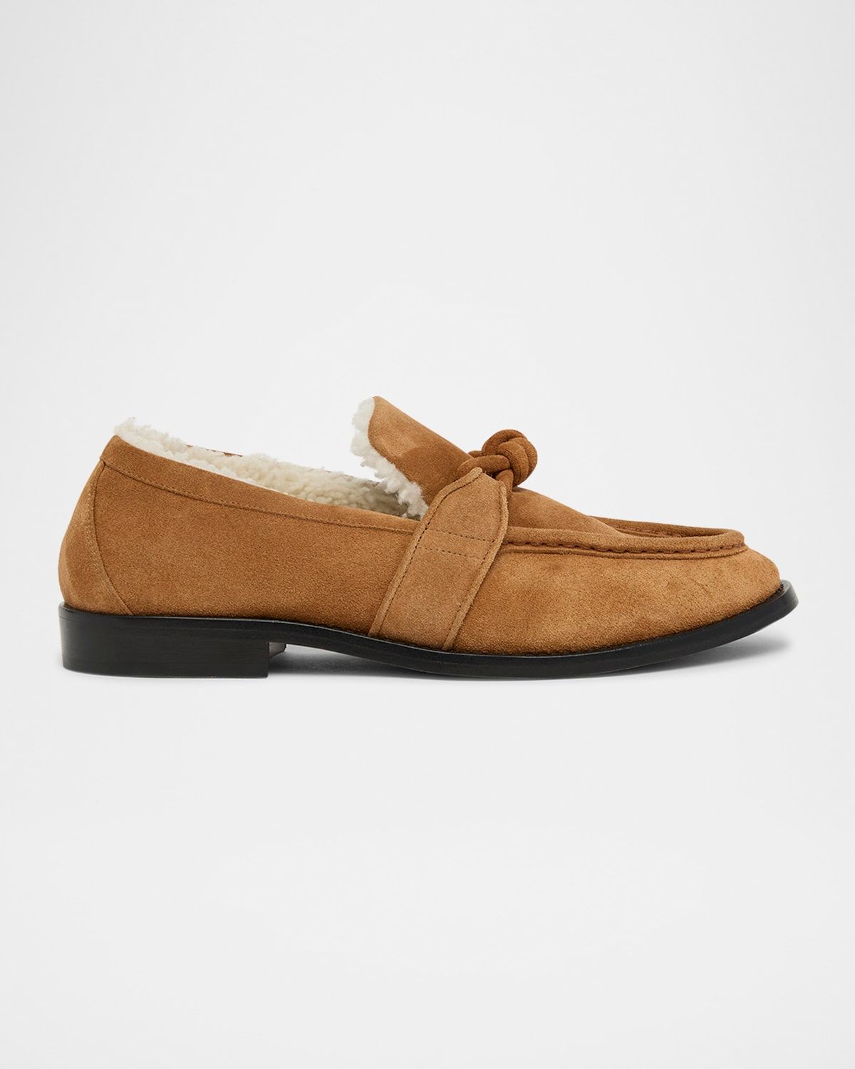 Astaire Suede Shearling-Lined Knot Loafers
